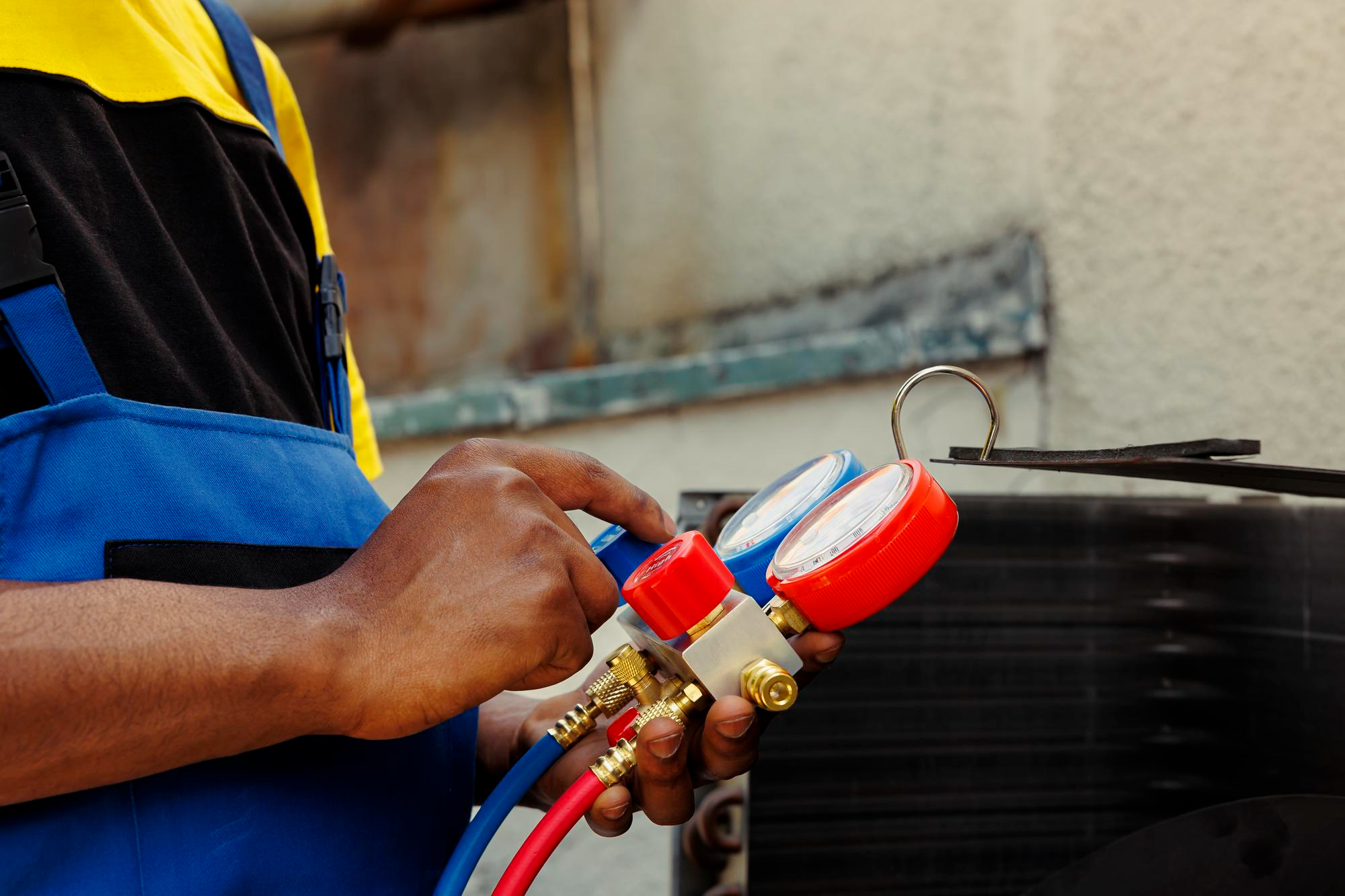 100 Gas technician inspecting gas equipment